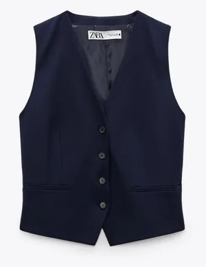 NWT Zara Contemporary Vest Black Large thumbnail 1