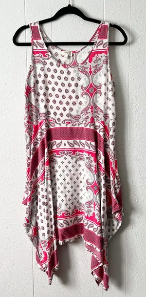 Umgee Womens Tank Dress Large Handkerchief Hem Paisley Floral Cottagecore Boho thumbnail 1