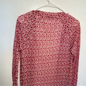 Loft Womens SIze XS Open Duster Cardigan Thin Semi-Sheer Red White Purple Floral thumbnail 10