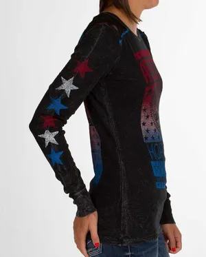 VINTAGE Y2K Affliction Breakdown American Thermal Graphic Top Grey/Blue/Red XS thumbnail 4