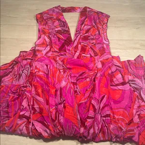 NWT Farm Rio Red Endless Summer V Neck Midi Dress Sz L thumbnail 3