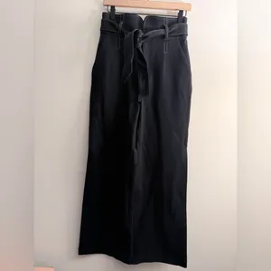 Anthropologie Maeve Irina Relaxed Ponte Black Wide Leg contrast stitching 4 thumbnail 3