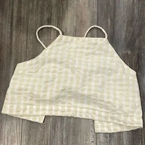 Free People cotton gingham striped open back tank thumbnail 1