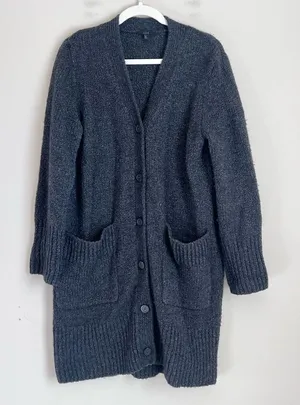 COS Longline Cardigan Sweater with Pockets Chunky Knit Wool Blend‎ Sz Small thumbnail 1