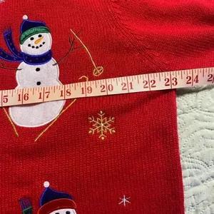 Crystal Kobe Christmas Sweater Snowman Skiing Button Cardigan Holiday Medium thumbnail 4