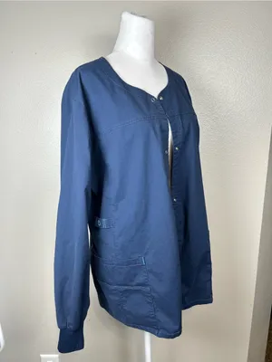 WonderWink Winderflex Women’s Snap-Front Medical Jacket Blue Size XL thumbnail 4