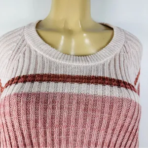 Aeropostale Wide Ribbed Sweater Sz L Crop Striped Cotton Blend Crew Neck Loose thumbnail 2