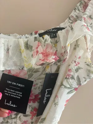 Lulus Shela Ivory Floral Jacquard Tiered Midi Dress Size Small Sleeveless Flirty thumbnail 6