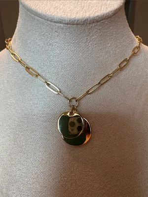 LOFT Gold-Tone Paperclip Chain Necklace with Double Disc Charms thumbnail 1