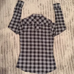 Wrangler Womens Black White Plaid Metallic Western Snap Button‎ Shirt LW4021X S thumbnail 7