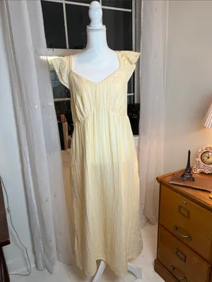 Time and Tru Yellow and White Striped Maxi Dress size large. thumbnail 2