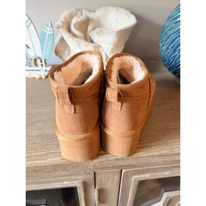 Cushionare Platform Ankle Boots Women Chestnut 7M thumbnail 4