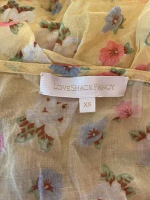 LoveShackFancy Phyllis Yellow Floral Ruffle Tiered Mini Dress Size XS thumbnail 5