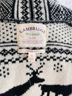 Cambridge Dry Goods Lambswool Blend Fair Isle Reindeer Open Cardigan, Size Small thumbnail 8
