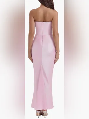 NEW HOUSE OF CB Persephone Strapless Corset Satin & Stretch Crepe pink Gown XS thumbnail 3