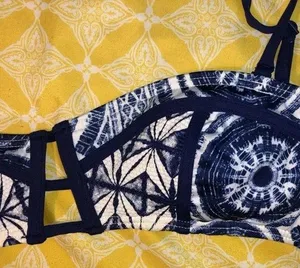 Roxy NWT  Visual Touch Bandeau bikini top- Large Blue thumbnail 6
