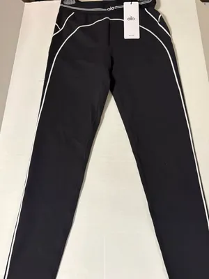 New nwt Alo yoga heart throb leggings black white large authentic thumbnail 3