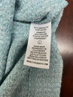 Cyrus Waffle Wave Long Sleeve Blue Blouse Size Large thumbnail 5