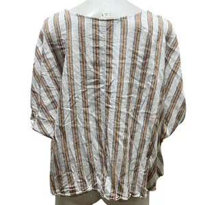 Ava & Viv Women's 2XL Striped V-Neck Blouse Tie Front Multicolor thumbnail 3