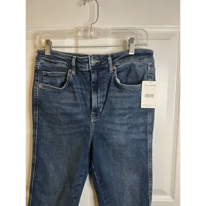 Free People Frayed Hem Skinny Leg 28" Inseam Women's Denim Jeans NWT Capri Blue thumbnail 5