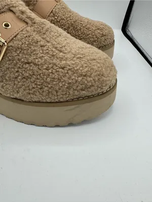 Dolce Vita Platform Clogs Women Size 10 Tan Good Sherpa Buckle Cozy Fall Winter thumbnail 2