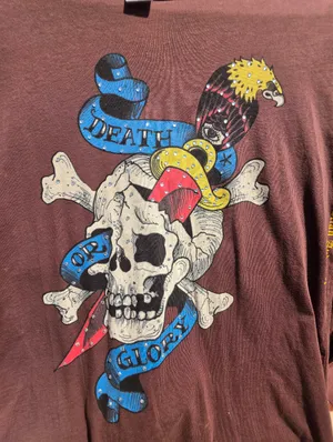 Ed Hardy by Christian Audigier vtg retro women's Death or Glory skull tee Small thumbnail 2