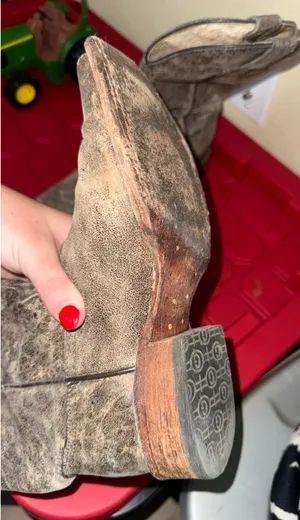 Women Brown And Beige Side Cross Embroidery Square Toe Circle G Cowboy Boot thumbnail 3