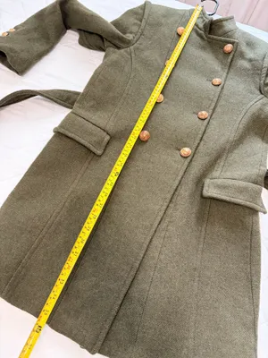 ZARA Olive Green Military Coat Gold Button Belted Preppy Academia Womens M thumbnail 9