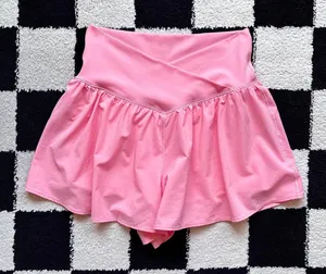 Aerie Offline Real Me Crossover Flowy Shorts Pink M thumbnail 1
