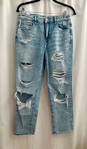 PacSun Light Blue Distressed Boyfriend Jeans thumbnail 1