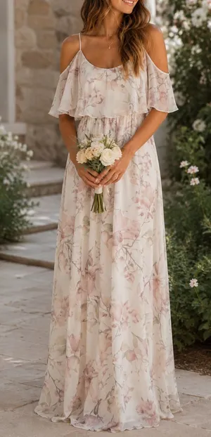 Show Me Your Mumu Caitlin Ruffle‎ Maxi Dress Floral Wedding formal XS thumbnail 1