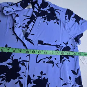 Soma -1969 NWT Cool Nights Pajama Top Blue Floral Short‎ Sleeve Shirt Medium thumbnail 7