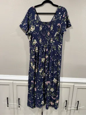 Old Navy Fit & Flare V Neck Midi Dress thumbnail 4