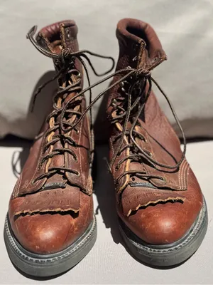 Women’s Double H Ladies Lacer Brown Leather Kilties Lace Up Western Work-boot 9W thumbnail 1