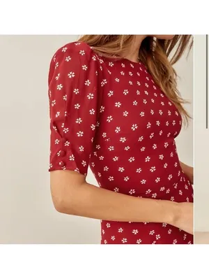 Reformation Bard Floral-Print Crepe Mini Dress in Red Women’s size 6 thumbnail 13