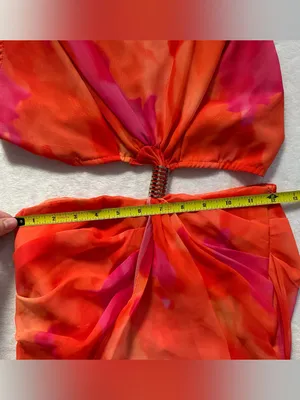 Hello Molly Golden Hour Drinks Midi Dress Orange Size 2 XS Cutout Chain Back thumbnail 3