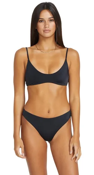 NWOT Volcom Simply Seamless Bikini Top Black Scoop Neck Adjustable Straps Medium thumbnail 1