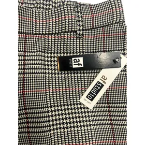 AF StudioNew York Womens Plaid Ankle Pants Black White Red RBWP015-5A Size M NWT thumbnail 2