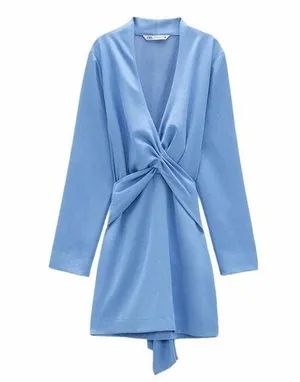 Satin Knotted Mini Dress thumbnail 10