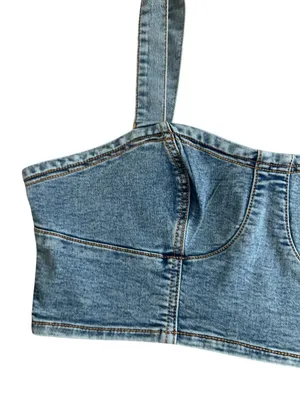 LOVE TRENDS Denim Crop Tank Top Size Medium NEW NWT thumbnail 6