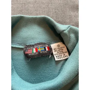 Vintage Pari Sport Club Mock Neck Shoulder Pad Sweatshirt Sage Green Womens M thumbnail 9