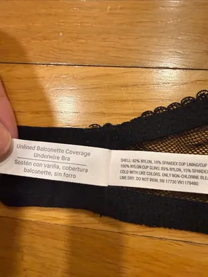 Auden black lace unlined balconette coverage underwire bra size 34D. thumbnail 8