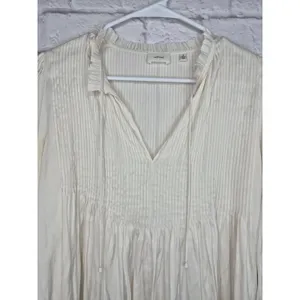Aritzia Wilfred Milou Blouse Plisse Satin Pin-Tuck Cream Birch Size S Coquette thumbnail 7