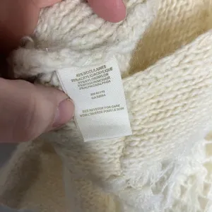 Free people cream wool blend crocheted cropped tank top women's‎ size large thumbnail 6