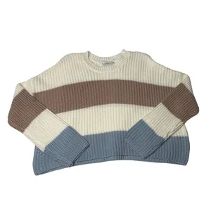 Sincerely Jules Neutral Striped Sweater Bundle M Coastal Grandma Cozy Knit Oversized thumbnail 11