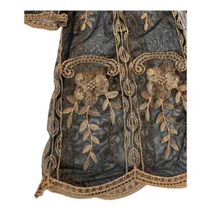 Haute Monde Kimono Duster Robe Jacket Women Size L Bronze Embroidery Boho Retro thumbnail 9