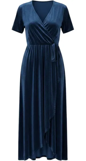 Baltic Born Velvet Wrap Maxi Blue 3XL Bridesmaid Autumn Wedding Guest‎ Dress thumbnail 1