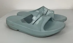 OOFOS OOahh Sport Flex Recovery Slides Blue Camo‎ Mens 6 Womens 8 EU 39 Sandals thumbnail 1