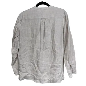 J.Crew Baird McNutt Linen Tunic Style Long‎ Sleeve Shirt Beige Women’s Size 4 thumbnail 2