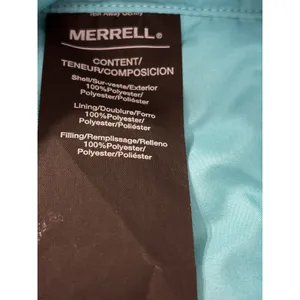 Merrell Womens Puffer Jacket Blue Teal Hooded Lightweight Insulated Small thumbnail 4